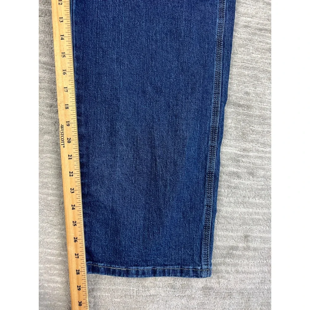 Wrangler Carpenter Jeans Mens 42x30 Blue Dark Wash Relaxed Fit Utility Workwear
